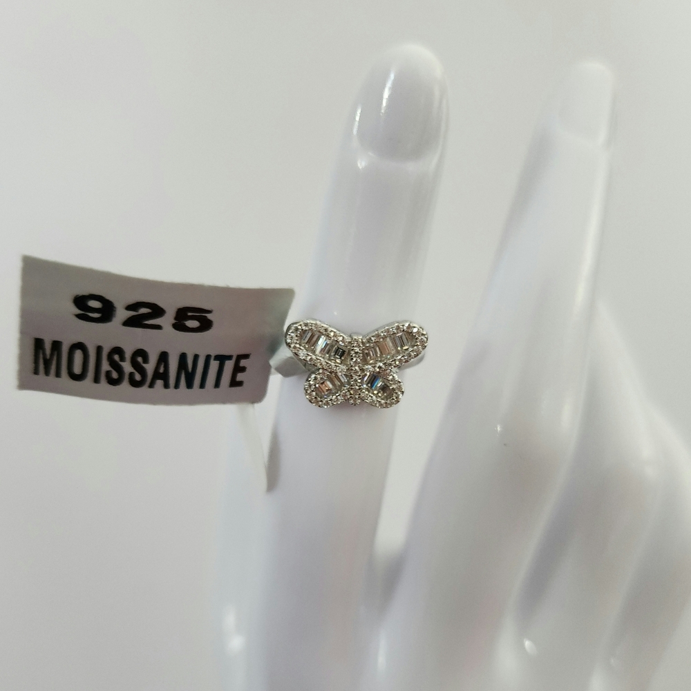 1.00 CTTW Moissanite Sterling Silver Butterfly Ring –  (Size 5)